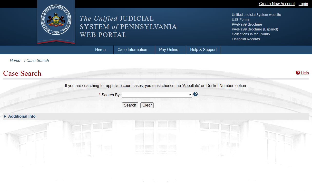 Bradford County court dockets UJS case search