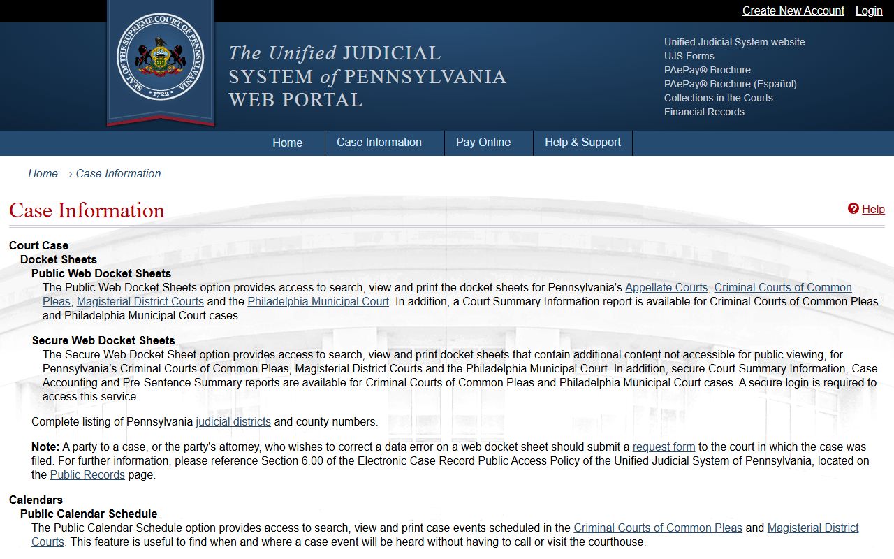 Bradford County court dockets UJS case information