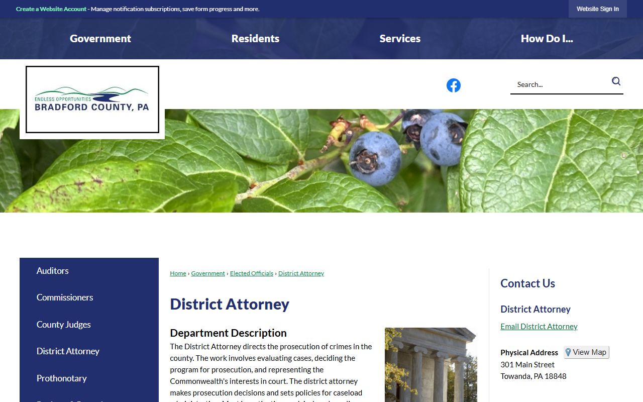 Bradford County criminal court records district attorney role