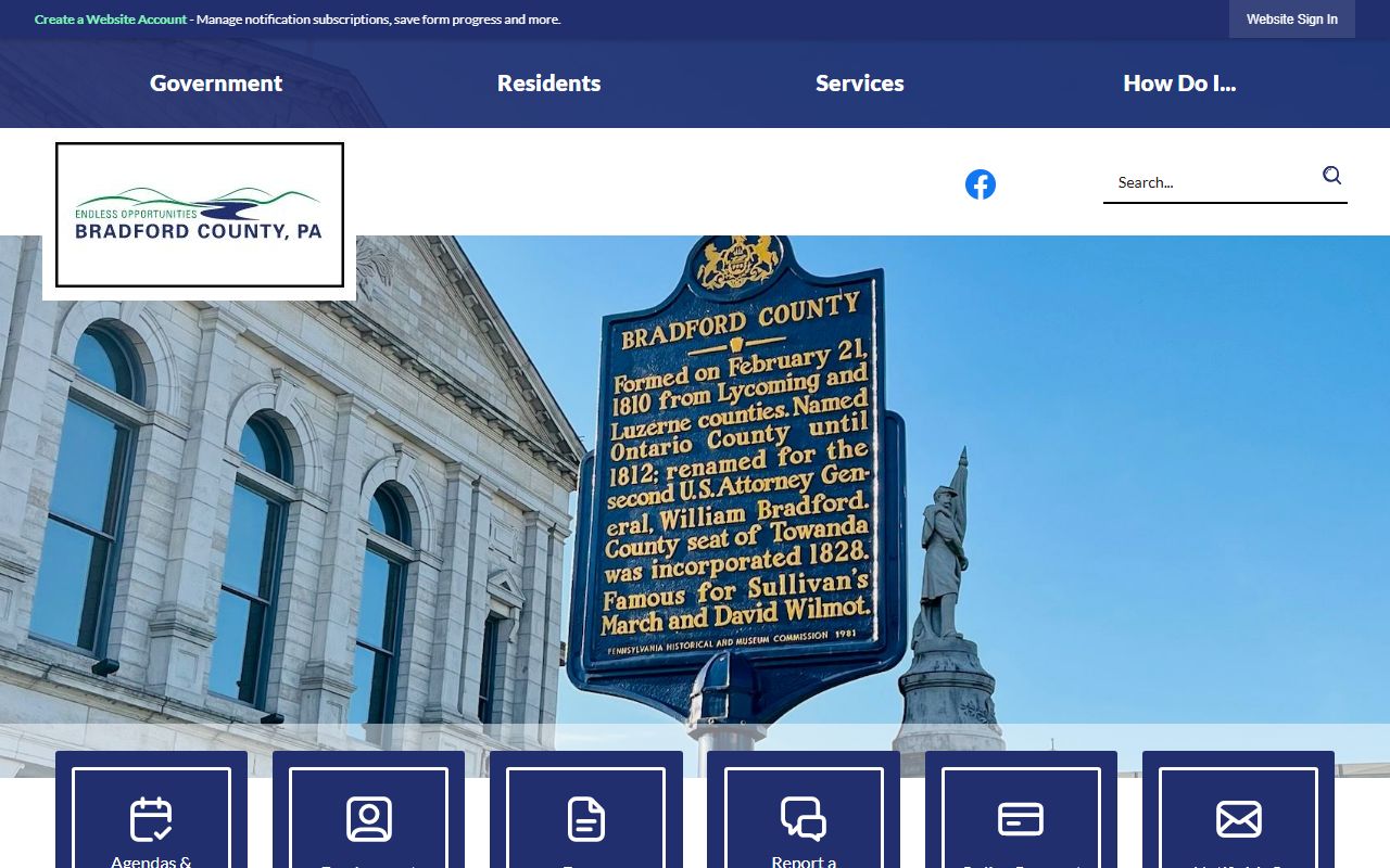 Bradford County court records homepage access