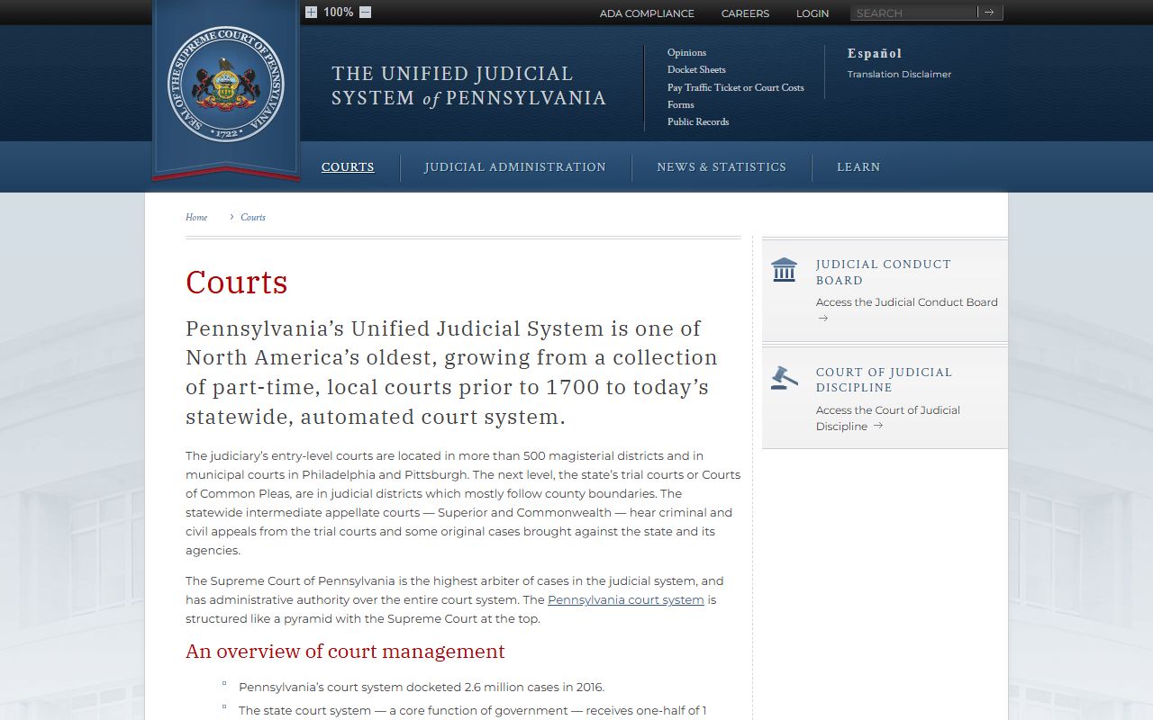 Bradford County court records Pennsylvania courts structure