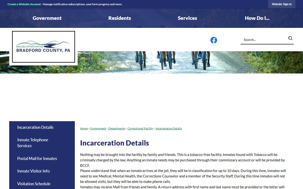 Bradford County inmate records incarceration details